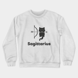 Sagittarius Cat Zodiac Sign with Text (Black and White) Crewneck Sweatshirt